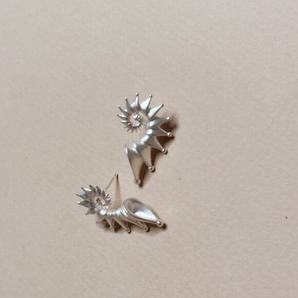 Silver Spiral Earrings S1026 - Picture 3 of 3